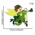 Green fairy embroidery patch with yellow wings, embroidered applique for garment decor - Fairy (Cartoon Forest Patch 13#)