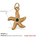 Colgante de estrella de mar de acero inoxidable dorado con strass verde y textura fina - Colgante Estrella Mar Texturizada Dorada Zirconia Verde (PJ303GNG)