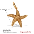 Colgante de estrella de mar dorada en acero inoxidable con textura y parte trasera - Colgante Estrella Mar Textura Granular Dorada Sólida (PJ304G)