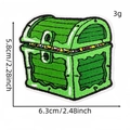 Green cartoon treasure chest embroidered patch for clothing with detailed dimensions - Treasure Chest Style (Green Series Patch 6#)