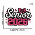 Senior 2026 embroidered patch for high school graduates with bow and heart detail - Black and Pink Senior Bowknot Heart Style (毕业生布贴1#)