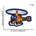 Cartoon helicopter embroidered patch for clothing with dimensions 6.7x4.6cm and weight 1.7g - Cartoon Car Fabric Patch #6