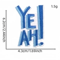 Toppa ricamata blu 'YEAH!' da 6,2 cm x 4,3 cm per riparazione di indumenti - Lettere YEAH! (Serie Blu Toppa 4#)