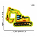 Yellow excavator embroidered iron-on patch for kids clothing and accessories - Excavator Shape