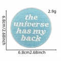 Embroidered rainbow heart patch with The Universe Has My Back inspirational quote - Light Blue Round The-Universe-Has-My-Back (Patch 8#)