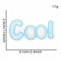 Blue and white Cool embroidered patch for clothes repair 6.1x2.9cm iron-on badge - Cool Letters (Blue Series Patch 7#)