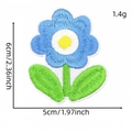 Blue flower embroidered iron-on patch for clothing repair measuring 6cm by 5cm size - Fresh Floral (Blue Series Patch 9#)