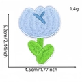 Blue tulip floral embroidery patch for clothes and bags with size measurements - Light Blue Tulip (Blue Series Patch 10#)