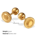 Polished gold stainless steel aircraft-shaped earrings with 5.9mm round minimalist design - Disk Shape (EH1005G) / 5.9mm