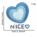 Blue heart flower embroidery patch with 'NICE' text and 7x6cm size dimensions - NICE Heart (Blue Series Patch 11#)