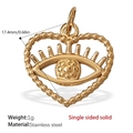 18K vergoldeter Edelstahl Herzanhänger mit Evil Eye Design und Perlenrand-Verzierung - Herz Böser Blick Stil (PJ241G)
