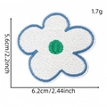 Blue flower embroidery patch with size measurements 5.6cm height and 6.2cm width - Daisy with Blue Center (Blue Series Patch 12#)