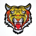 Tiger head embroidery patch with detailed orange and black stitching for jackets - Default / Tiger