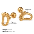 Polierte goldene Edelstahl-Ohrstecker in Babyfußabdruck-Form für Damen - 8.8x6.6mm
