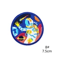 Embroidered astronaut patch with planet and meteor motifs on 7.5cm round navy blue badge - Space Walk Style (8#)