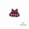 Detail view of 9# UFO spaceship embroidered patch showing red and pink stitching - UFO Style (9#)