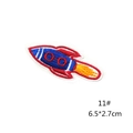 Detailed embroidery texture of a blue rocket patch with red border, size 6.5x2.7cm - Flame Rocket Style (11#)