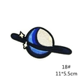 Saturn planet embroidered iron-on patch with stars, blue and cream, size 11x5.5cm - Planet Style (18#)