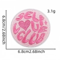 6,8 cm runder Self Love Club Aufnäher mit pinkem Herz und weißer Stickkante - Rosa Rund Self-Love-Club (Aufnäher 2#)