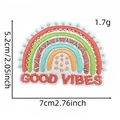 Regenbogen Aufnäher mit GOOD VIBES Stickerei für Taschen und Reisezubehör Dekoration - Bunter Regenbogen Good-Vibes (Aufnäher 3#)