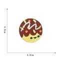 Close-up of a 4cm round octopus ball embroidery patch with cartoon smiley face detail - Takoyaki Style (9#)