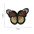 Detail view of butterfly embroidery patch showing 7.0cm width and 4.8cm height dimensions - Brown Butterfly