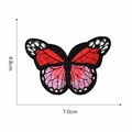 Macro detail of butterfly embroidery patch showing fine red threads and 7.0cm width size - Rose Red Butterflies