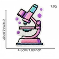 Parche bordado de microscopio rosa y cian, tema científico, medida 7,1cm x 4,8cm bordada - Estilo de Microscopio (1#)