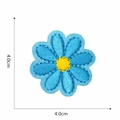 Detailed blue flower embroidery patch with yellow center and 4.0cm dimensions - Blue Yellow Core Flower