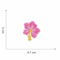 Detailed pink hibiscus flower embroidery patch with size measurements 5cm by 4.7cm - 4#-Gradient Pink Hibiscus