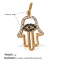 Ciondolo Mano di Fatima dorato con strass blu e bianchi su acciaio 18 mm - Mano di Fatima Strass Colorati (PJ316CRG) / Oro