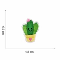 Detailed size view of an embroidered cactus patch featuring a cute smiley face, 6.5x4.8cm - 9#-Smiling Face Cactus