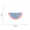 Detailed view of watermelon embroidery patch with size measurements 8cm x 4cm - 14#-Blue Cartoon Watermelon
