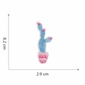 Blue cactus embroidery patch in pink pot with dimensions 8.2cm x 2.9cm on white background - 7#-Blue Small Cactus