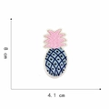 Detailed blue and pink embroidered pineapple patch showing dimensions of 8cm by 4.1cm - 8#-Blue Cute Pineapple