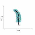 Detail view of blue embroidered feather patch with colorful polka dots and 7.8cm size mark - 20#-Cyan Polka Dot Feather