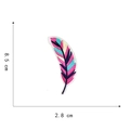 Macro shot of colorful feather embroidery patch with 8.5cm by 2.8cm size measurements - 15#-Rose Pink and Blue Feather