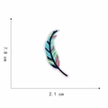Detail view of colorful feather embroidery patch with 7.8cm height and 2.1cm width - 11#-Colorful Striped Feather