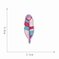 Macro detail of multicolored embroidered feather patch showing 6.0cm by 2.3cm dimensions - 18#-Multicolor Striped Feather