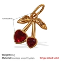 Pendentif cerise en acier inoxydable plaqué or 18K avec cristaux rouges - Pendentif Cerise avec Cristaux Cœur Rouges Doré (PJ334RDG)