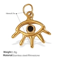 Ciondolo occhio di protezione placcato oro 18K con strass nero in acciaio inossidabile - Occhio Ciglia Strass Neri (PJ322BKG) / Oro