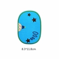 Dettaglio di una toppa ricamata ovale con motivo a cartoni animati e stelle blu - Profilo Viso Cartoon Blu Brillante (星球膝盖贴-9#)