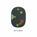 Detailansicht des 8,3x11,8cm Weltraum UFO Stickereiflickens mit Sternen für Kleidung - Cyan UFO Sternenaufnäher (11#)