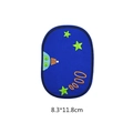 Ovaler Weltraum-Stickaufnäher für Jeans mit Sternen und UFO-Design in der Größe 8,3x11,8 cm - Weltraum Sternenring Aufnäher (10#)