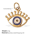 Ciondolo a corona malocchio in acciaio inossidabile dorato con finitura smaltata - Corona Occhio Smalto Blu (PJ323BEG) / Oro