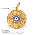 Ciondolo malocchio in acciaio inossidabile dorato 18K con dettaglio olio blu 16,5mm - Occhio Martellato Smalto Blu (PJ324BEG) / Oro