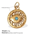 Ciondolo tondo malocchio in acciaio inossidabile placcato oro 18K e turchese blu - Occhio Turchese (PJ325BEG) / Oro