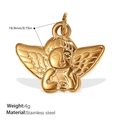 Ciondolo angelo in acciaio inossidabile placcato oro 18K, misura 18,9 mm - Angelo con Occhi Chiusi (PJ328G) / Oro