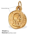 Pendaglio a moneta in acciaio inossidabile placcato oro 18 carati con ritratto a rilievo - Moneta Ritratto a Rilievo (PJ329G) / Oro
