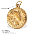 Ciondolo a moneta in acciaio inox placcato oro 18K con ritratto femminile e rilievo 1973 - Moneta Ritratto Donna (PJ330G) / Oro